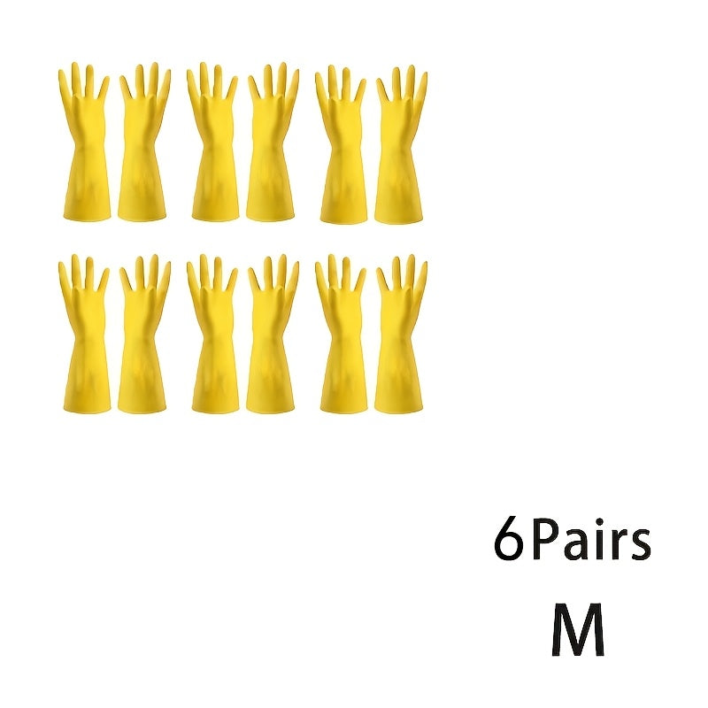 6 Sets Silicone Household Gloves with Thickened Rubber for Dishwashing and Cleaning