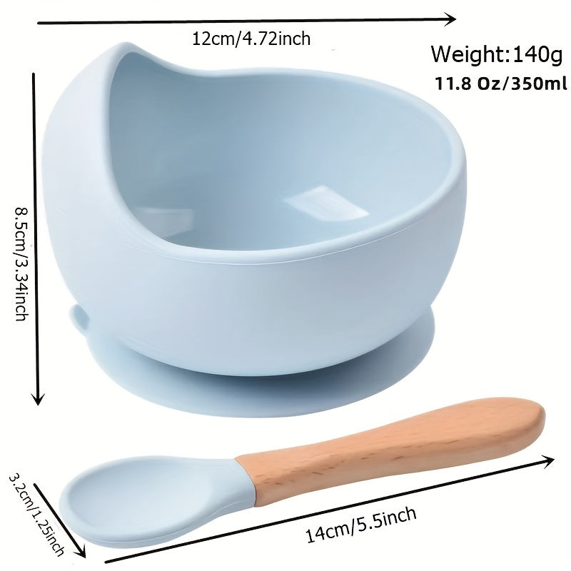 Baby Feeding Set with Silicone Bowl and Spoon for Toddlers Non-Slip Suction Cup Gift