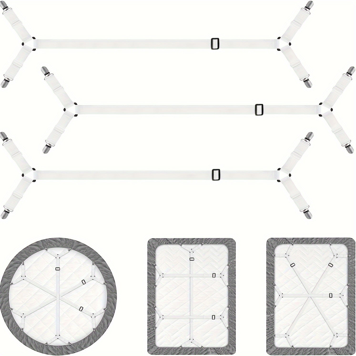 Adjustable Bed Sheet Holder Straps for Twin Queen King Mattresses