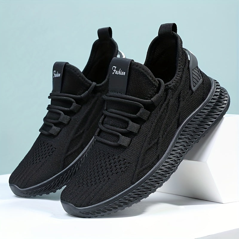 Women's Breathable Knit Lace-Up Sneakers, Low Top Athletic Shoes
