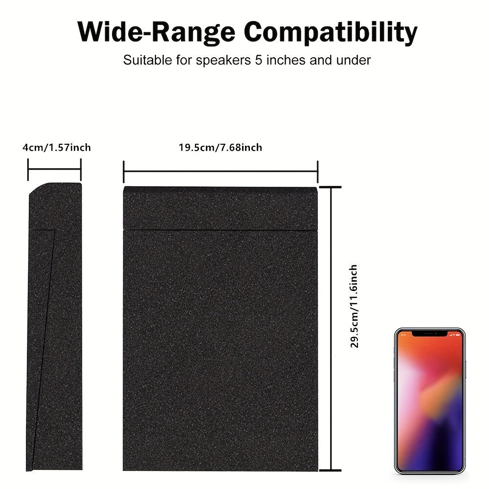 High-Density Acoustic Foam Speaker Isolation Pads Black 29.46cm x 19.51cm x 3.99cm for Studio Monitor Sound Improvement