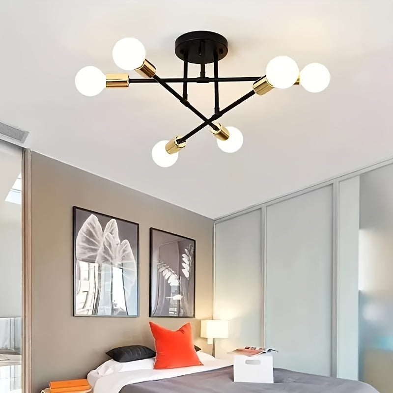 6/8-Head Metal Chandelier Industrial Style Ceiling Light Fixture for Bedroom Kitchen Living Room