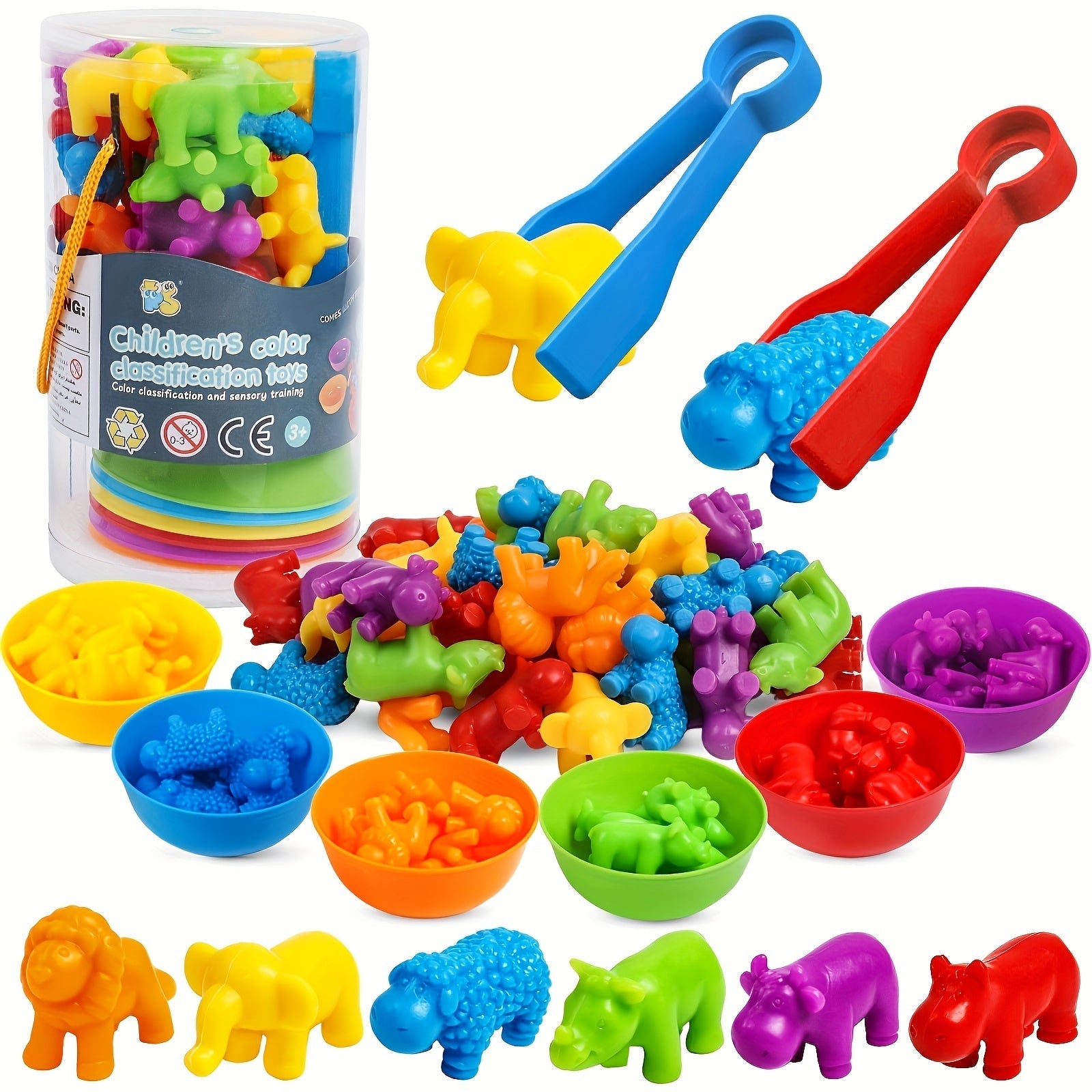 Animal Counting Toy Set with Color Matching and Sorting Bowls Educational Toy for Preschoolers