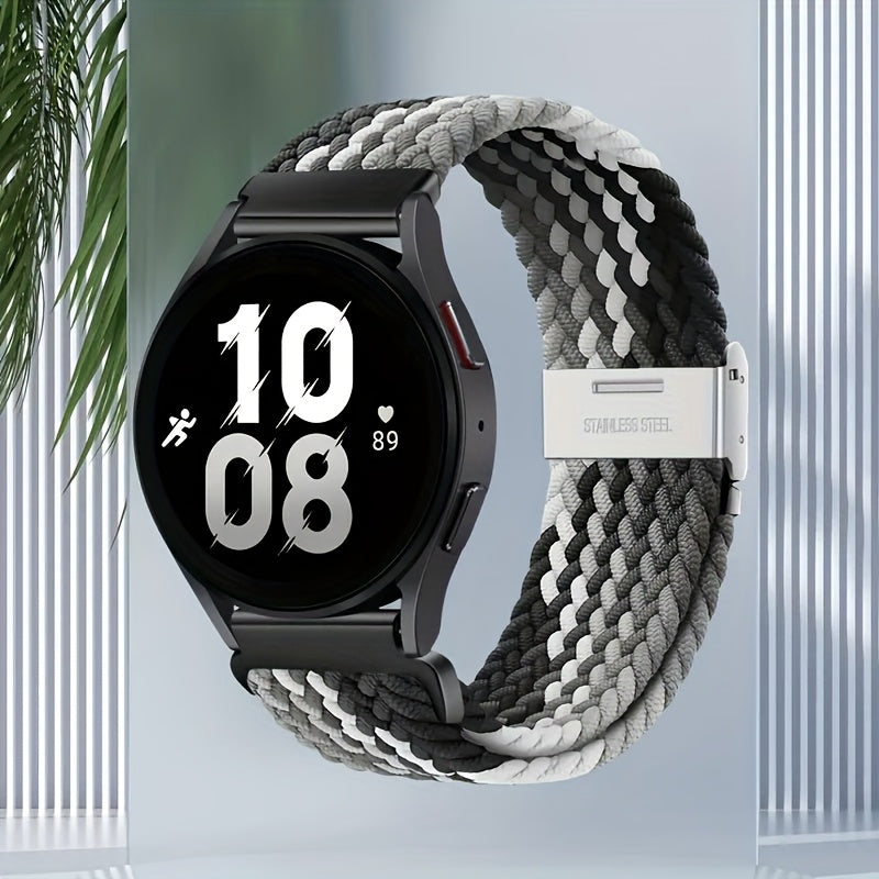 Nylon Braided Sport Loop Band for Galaxy Watch 4 5 6 7 and Active 2 3 4 5 22mm Strap for Men Women