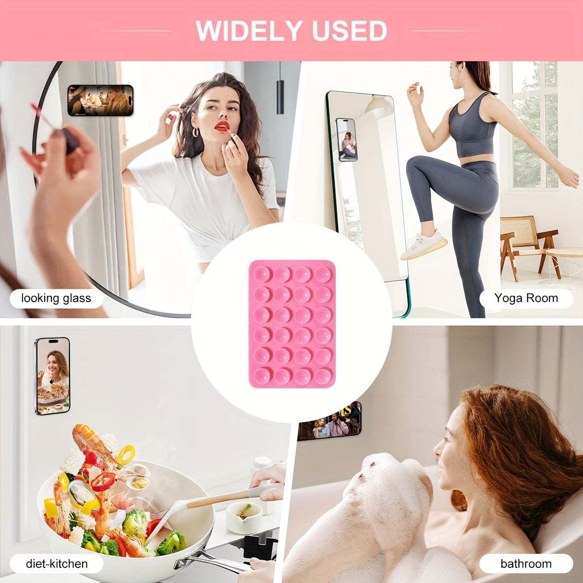 Silicone Suction Cup Phone Holder Waterproof Adhesive Universal Smartphone Support