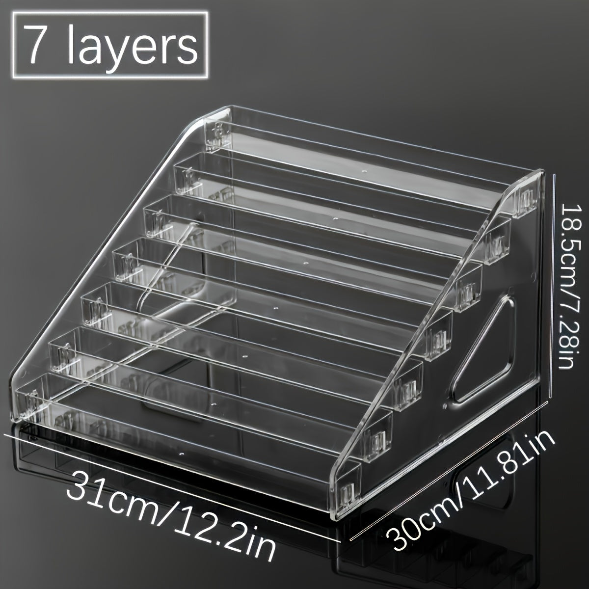 Soporte de exhibición de gafas de acrílico para gafas y cosméticos, estante de almacenamiento en niveles