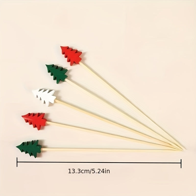 Disposable Bamboo Picks for Christmas Tree Fruit and Cocktail Decorations 50/100 Pack