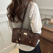 Women's PU Shoulder Bag Vintage Casual Zipper Closure for Travel Shopping and Parties