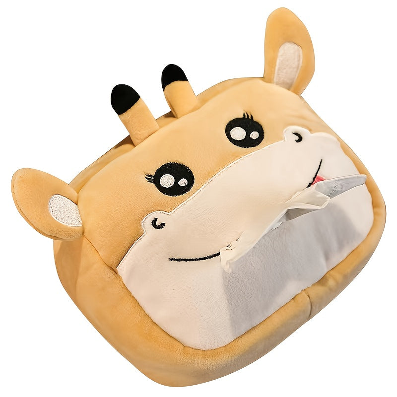 Cute Cartoon Plush Tissue Box Holder for Car Interior Decor
