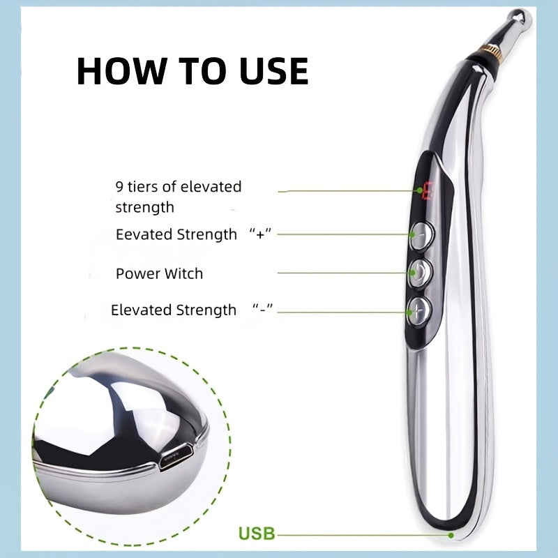 7-in-1 Rechargeable Acupressure Pen for Massage and Acupoint Therapy