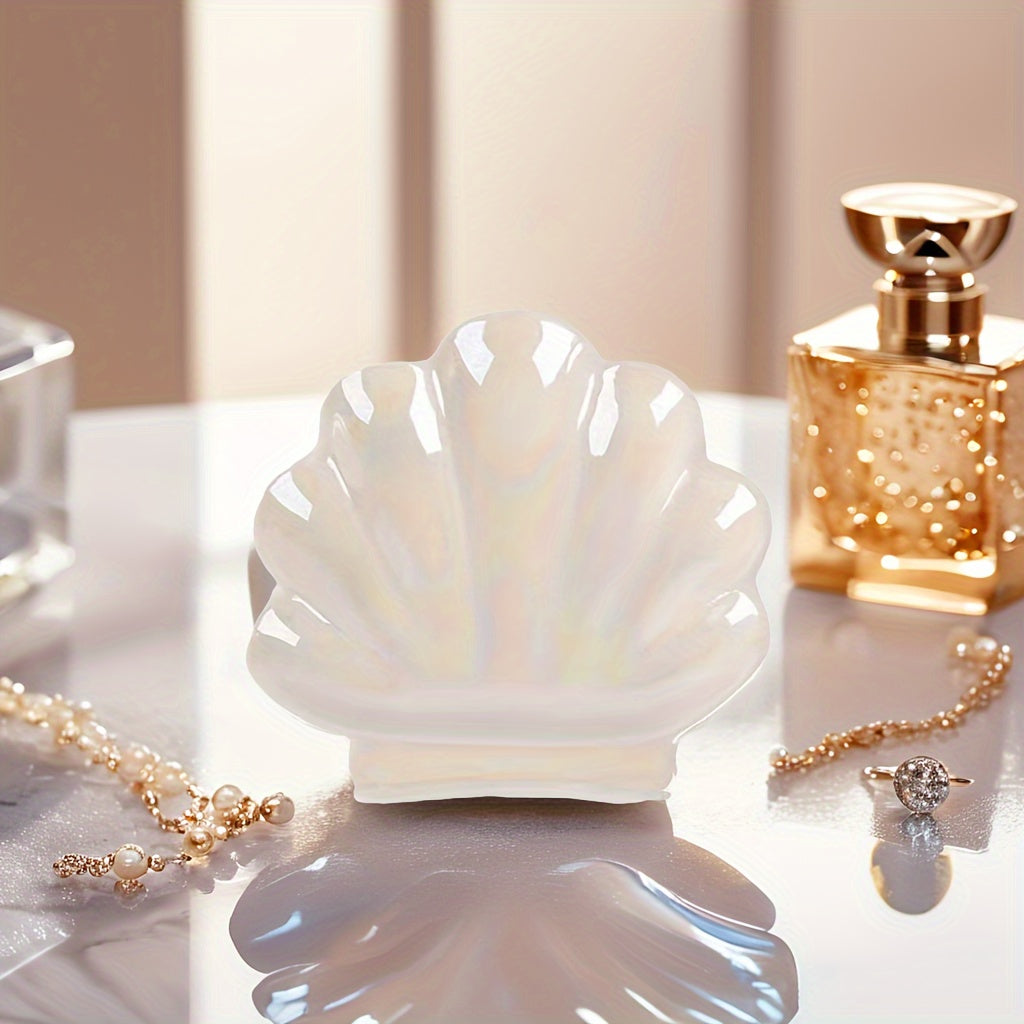 Ceramic Shell Jewelry Tray Irregular Design for Organizing Accessories Watches Gift