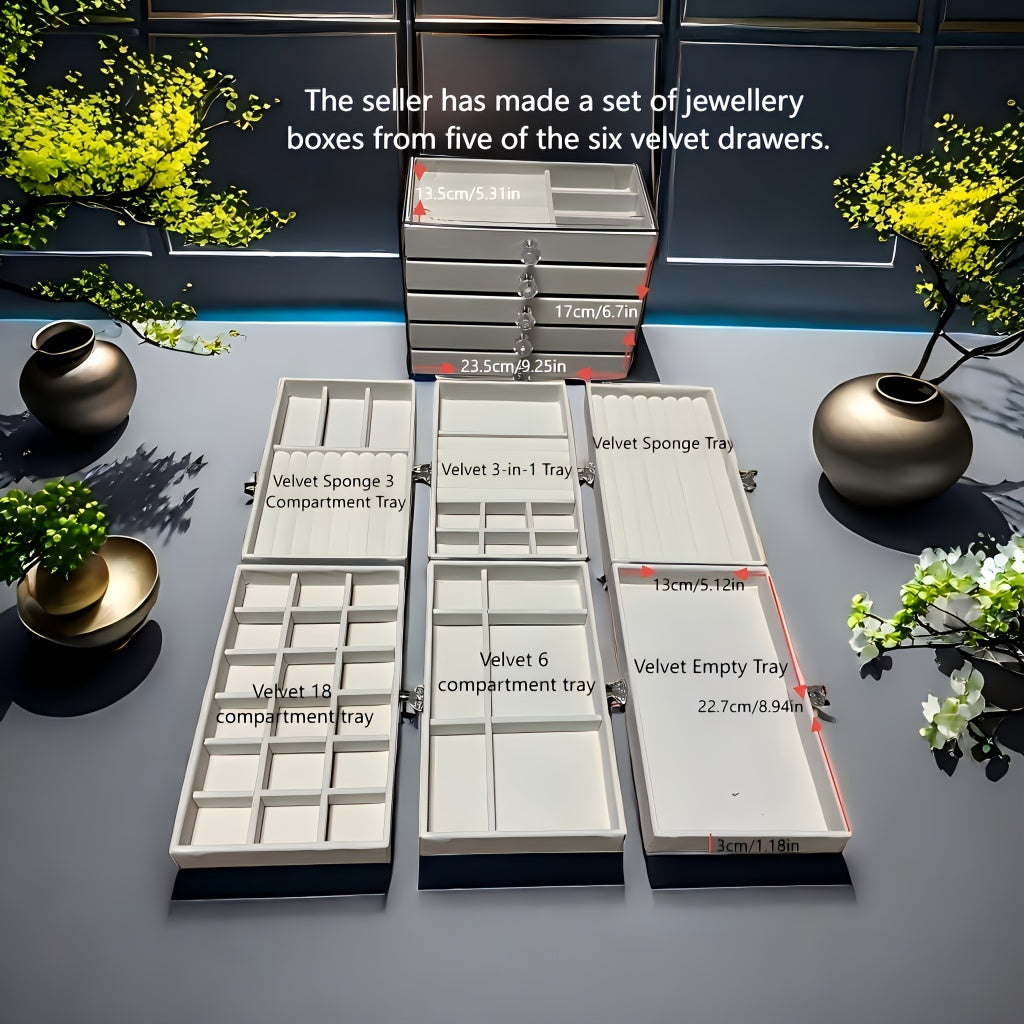 Caja organizadora de joyas de terciopelo para cajón, de 5 capas, para regalos y vacaciones