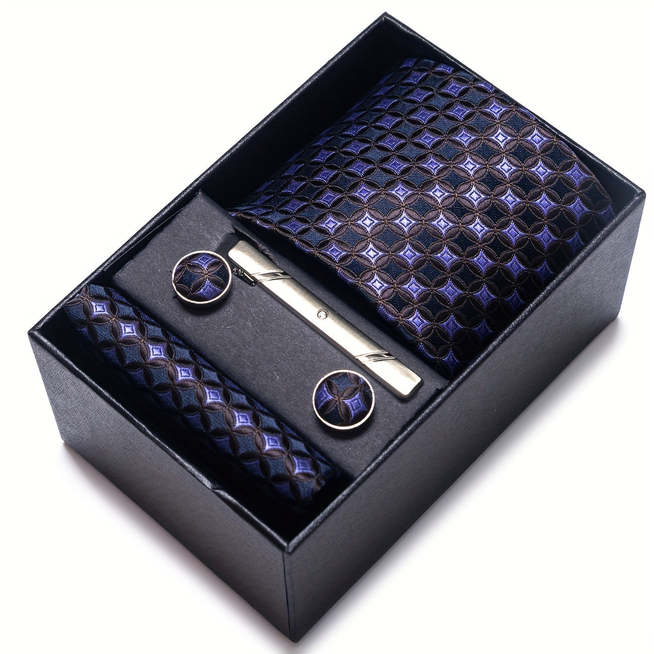 Men's Gift Set Tie Pocket Square Cufflinks Tie Clip Holiday Wedding