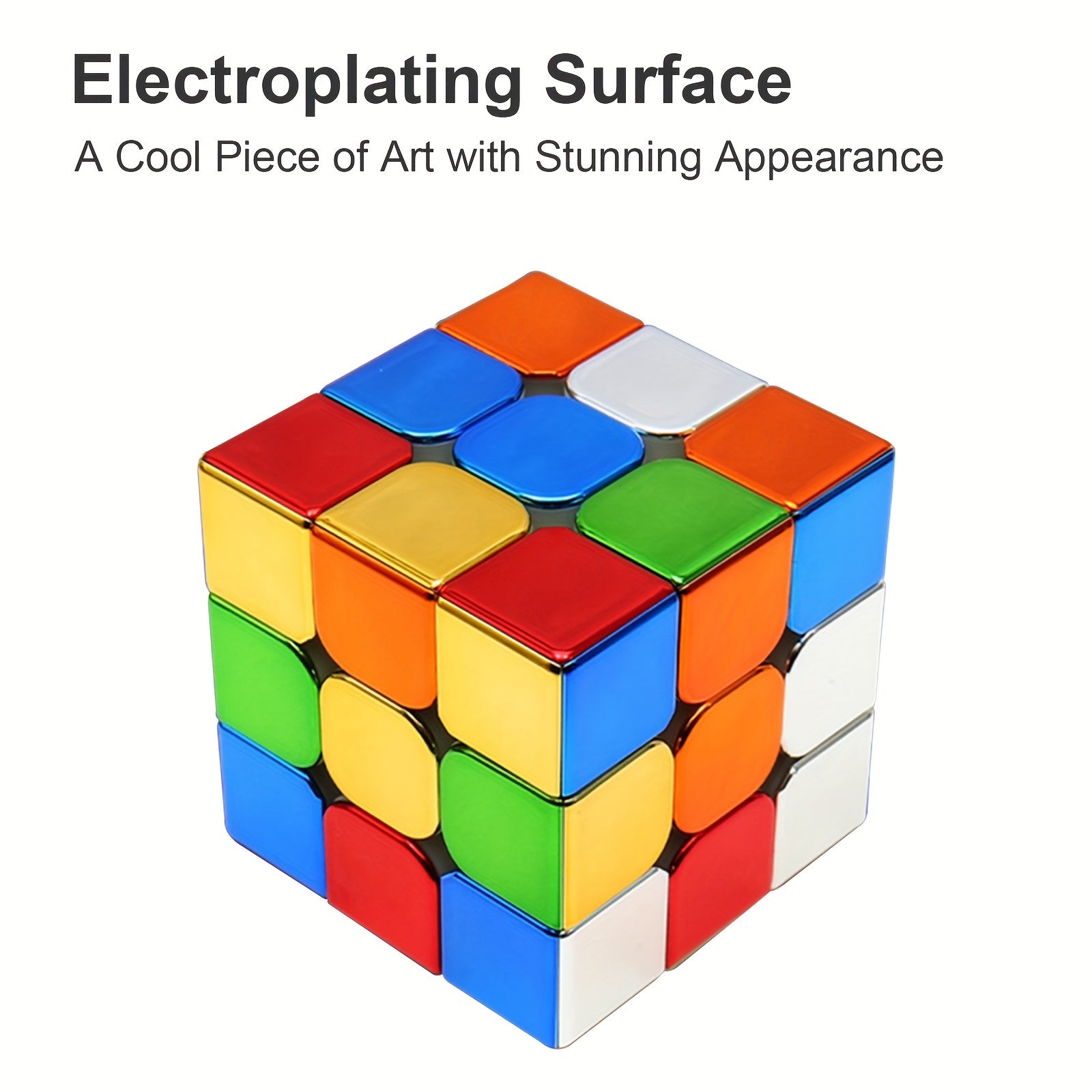 3x3 Speed Cube Mirror Surface Magic Cube Stickerless Puzzle Brain Teaser for All Ages