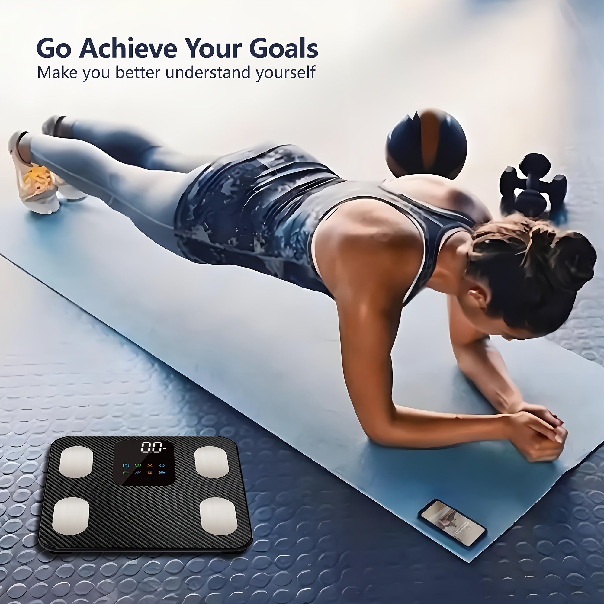 Цифровые напольные весы для тела с грузоподъемностью 181,44 кг, отслеживание ИМТ и гидратации, дизайн из углеродного волокна