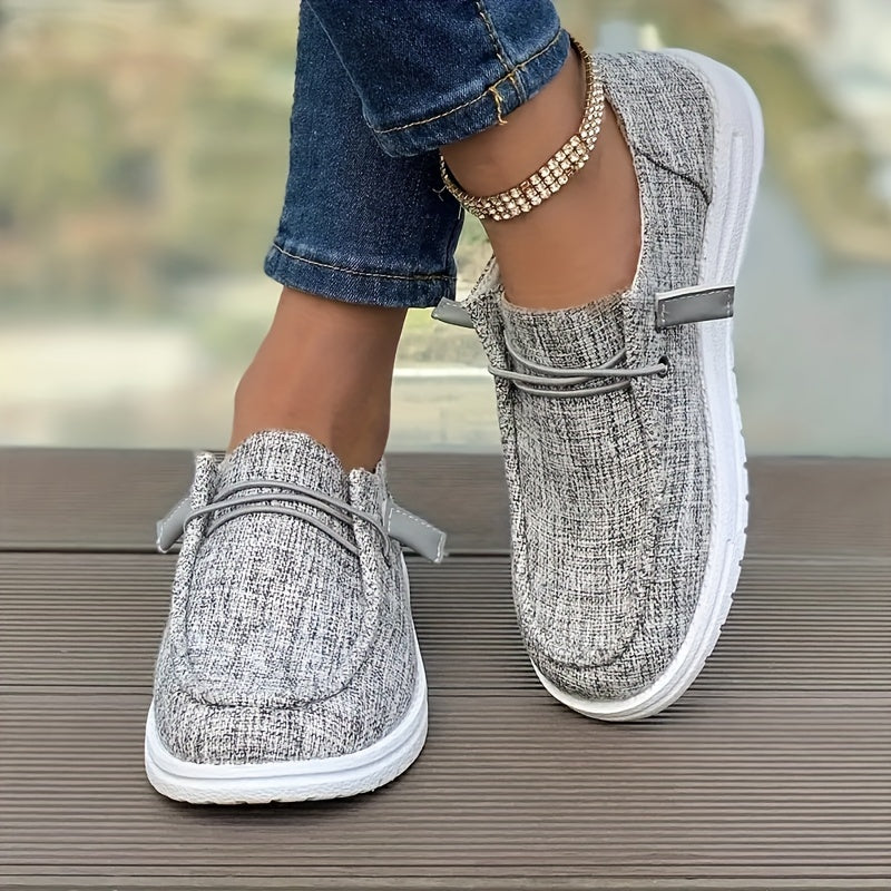 Women's Casual Slip-On Flats Breathable Woven Fabric Low Top Sneakers