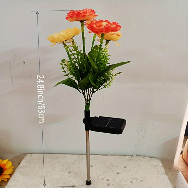 Stainless Steel Solar Garden Lights Snow Lotus Design Pathway Semi Flush Mount 600mAh