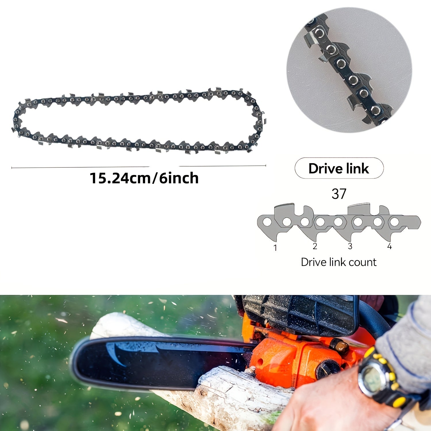 Set of 3 6-Inch Metal Chainsaw Chains for Portable Chainsaw Branch Cutting Gift for Men