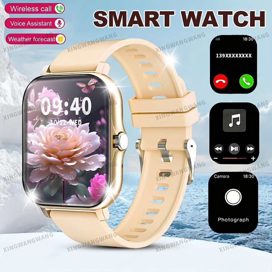 Men Women 4.65cm Touchscreen Smartwatch Fitness Tracker Call SMS USB Charging Silicone Strap
