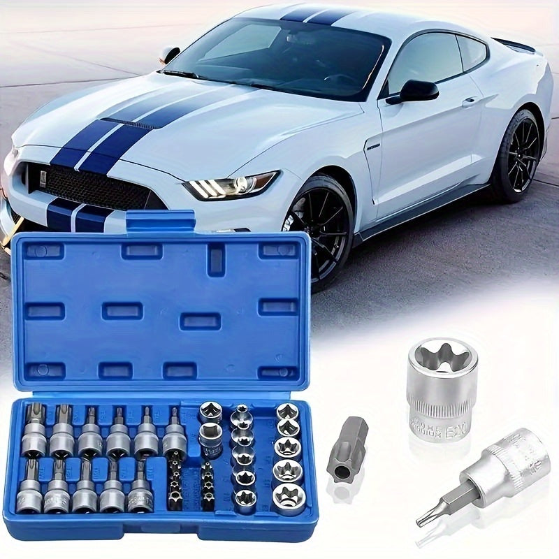 Multi-Functional Auto Repair Tool Set Chrome Vanadium Steel 34pcs