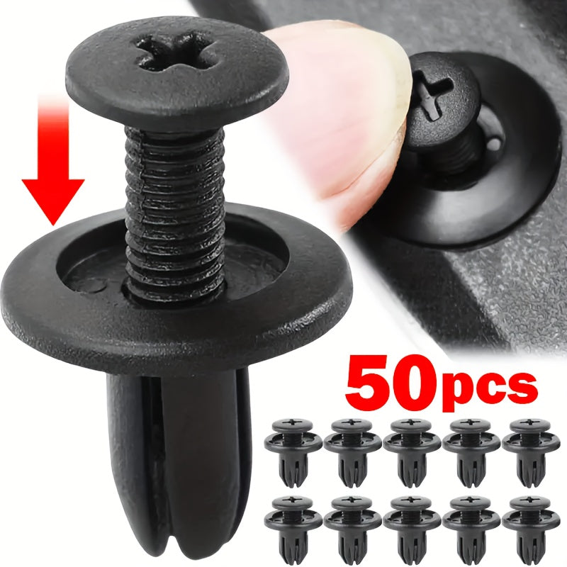50pcs Black Plastic Rivet Fasteners for Car Door Trim 8mm Hole