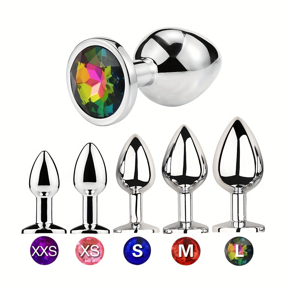 Adult Metal Anal Plug With Jewelry Base Multiple Sizes Butt G-Spot Massage