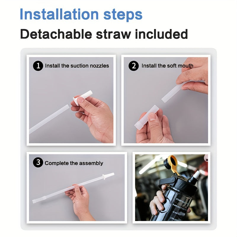 Large Capacity Portable Water Bottle with Straw for Outdoor Activities and Travel