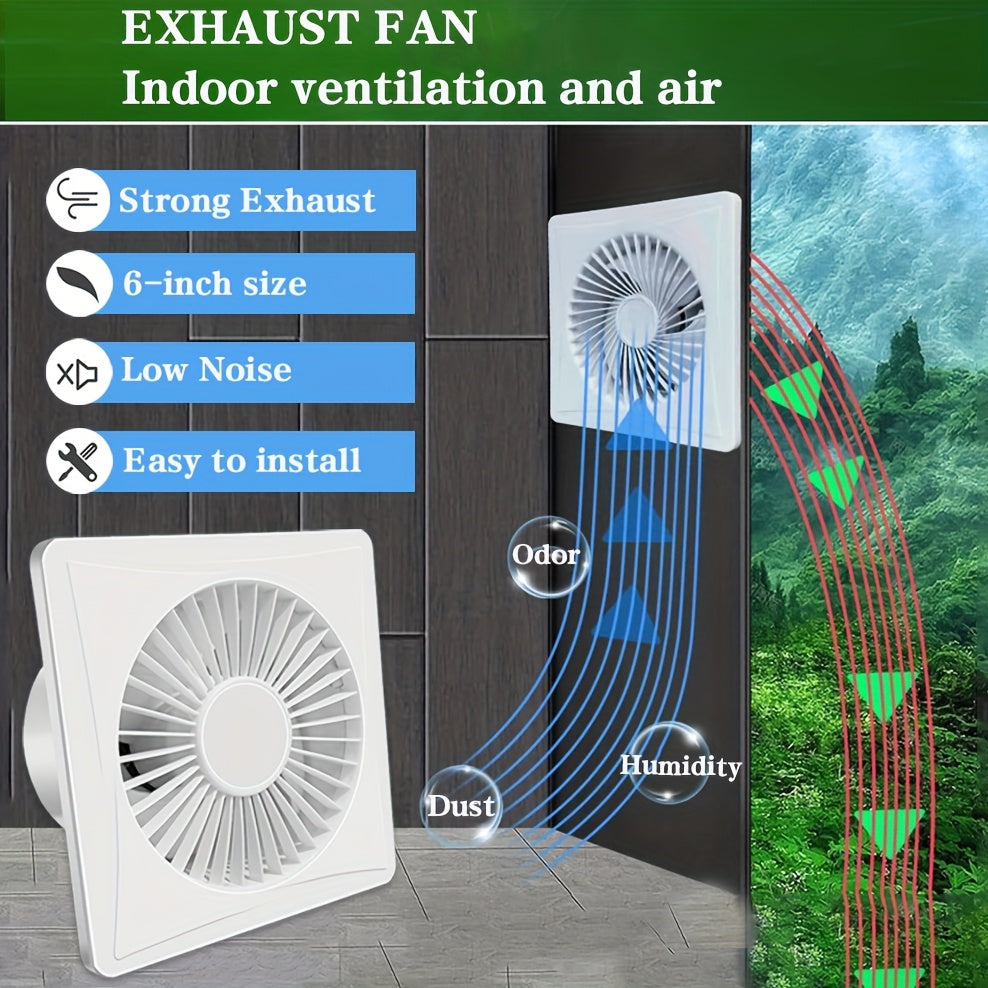 6-Inch Household Exhaust Fan Indoor Ventilation with Backflow Preventer