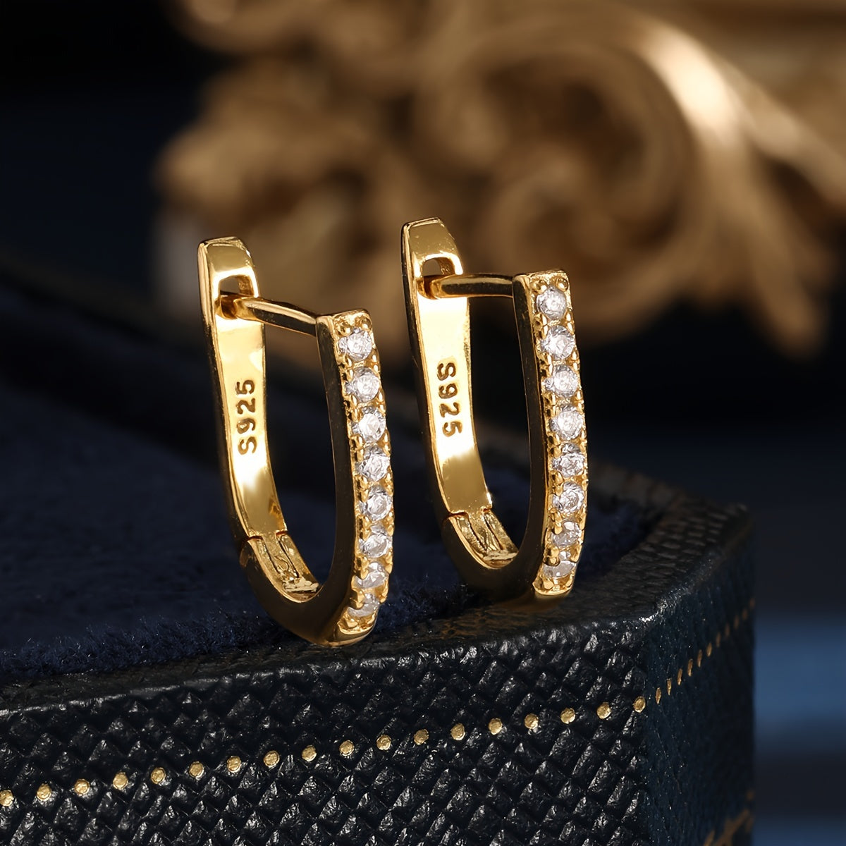 Sterling Silver Hoop Earrings with Zirconia Stones for Women