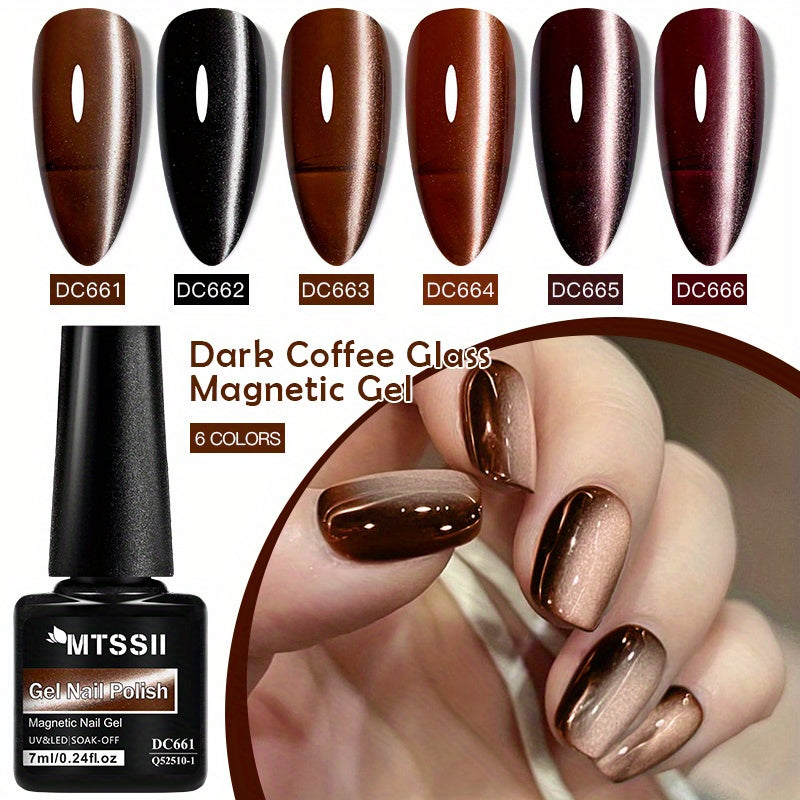 Unisex Dark Coffee Gel Nail Polish 7ml Cat Eye Effect Long-Lasting
