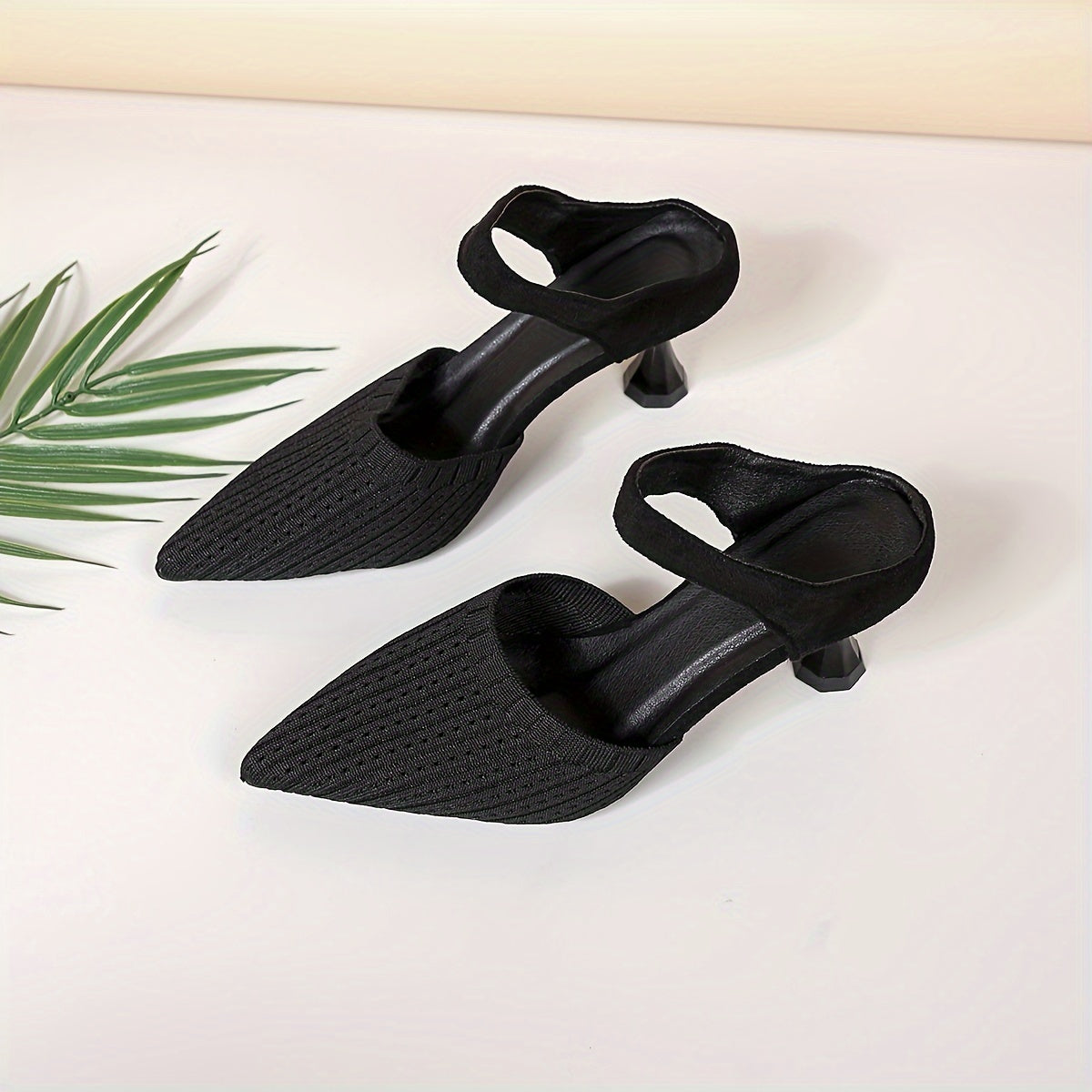 Women's Pointed Toe High Heel Sandals Black Fabric Formal Dress Shoes