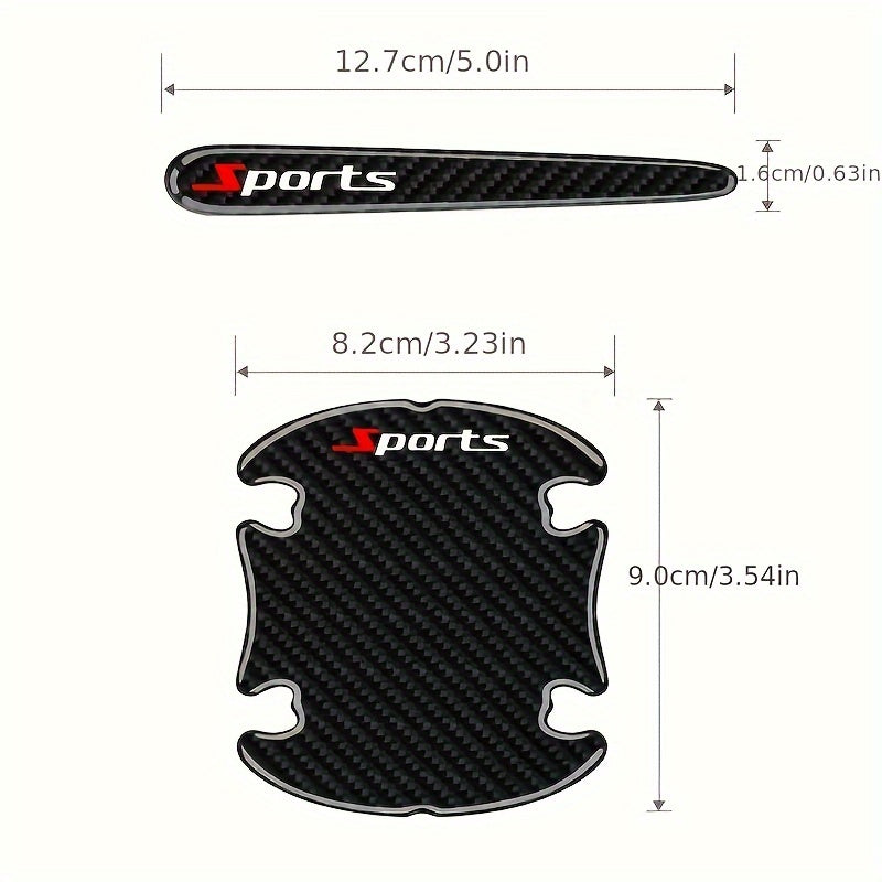 Avtomobil eshigi tutqichining himoya etuvchi stikerlari, karbon tolasi naqshli, chizishga qarshi film