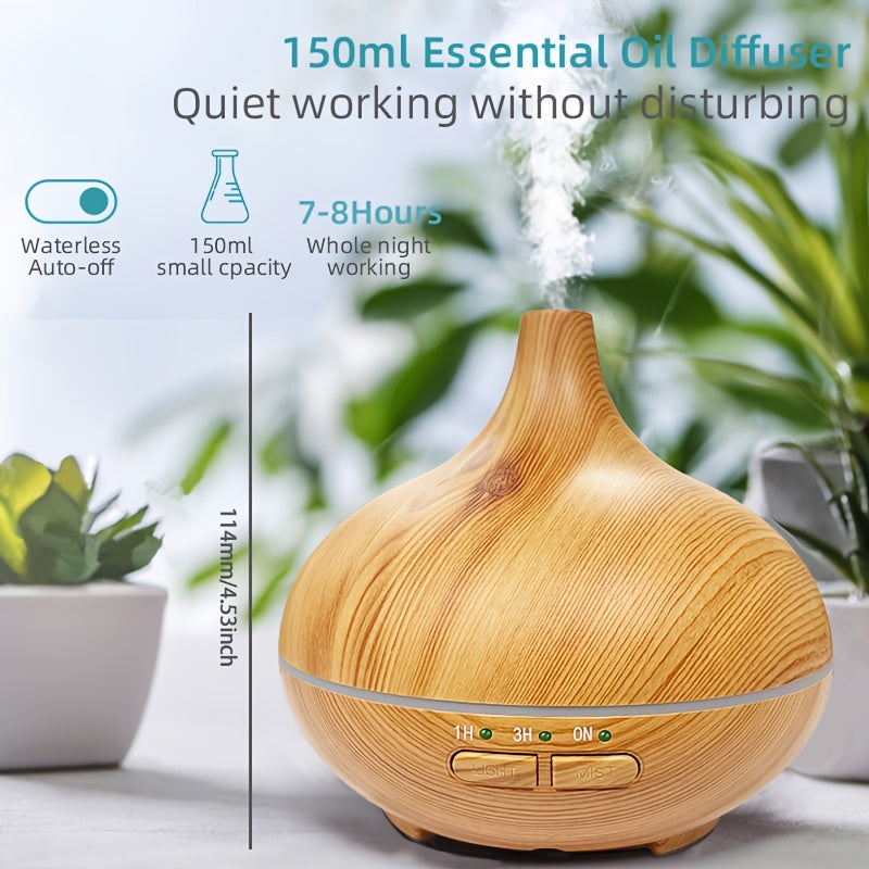 Ultrasonik asosiy yog'li diffuzor 150ml 3 ta taymer bilan avtomatik o'chirish namlatgich