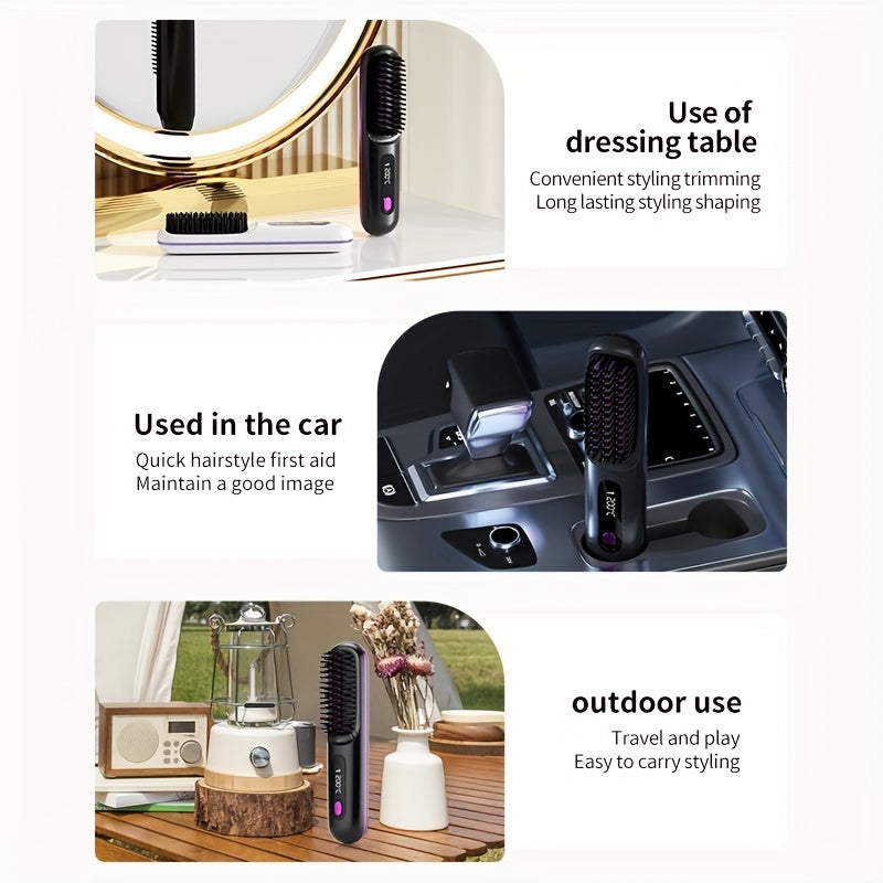 Wireless USB Rechargeable Hair Straightener with Negative Ion Technology and 3-Temperature Settings