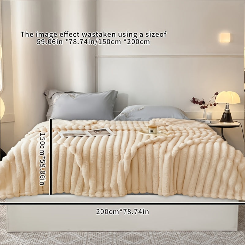 Faux Fur Throw Blanket Ultra-soft Snug for Sofa Bed and Home Decor