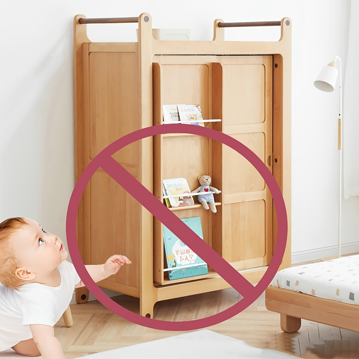 Set of 2 Anti-Tipping Furniture Fixing Devices for Cabinets and Wardrobes