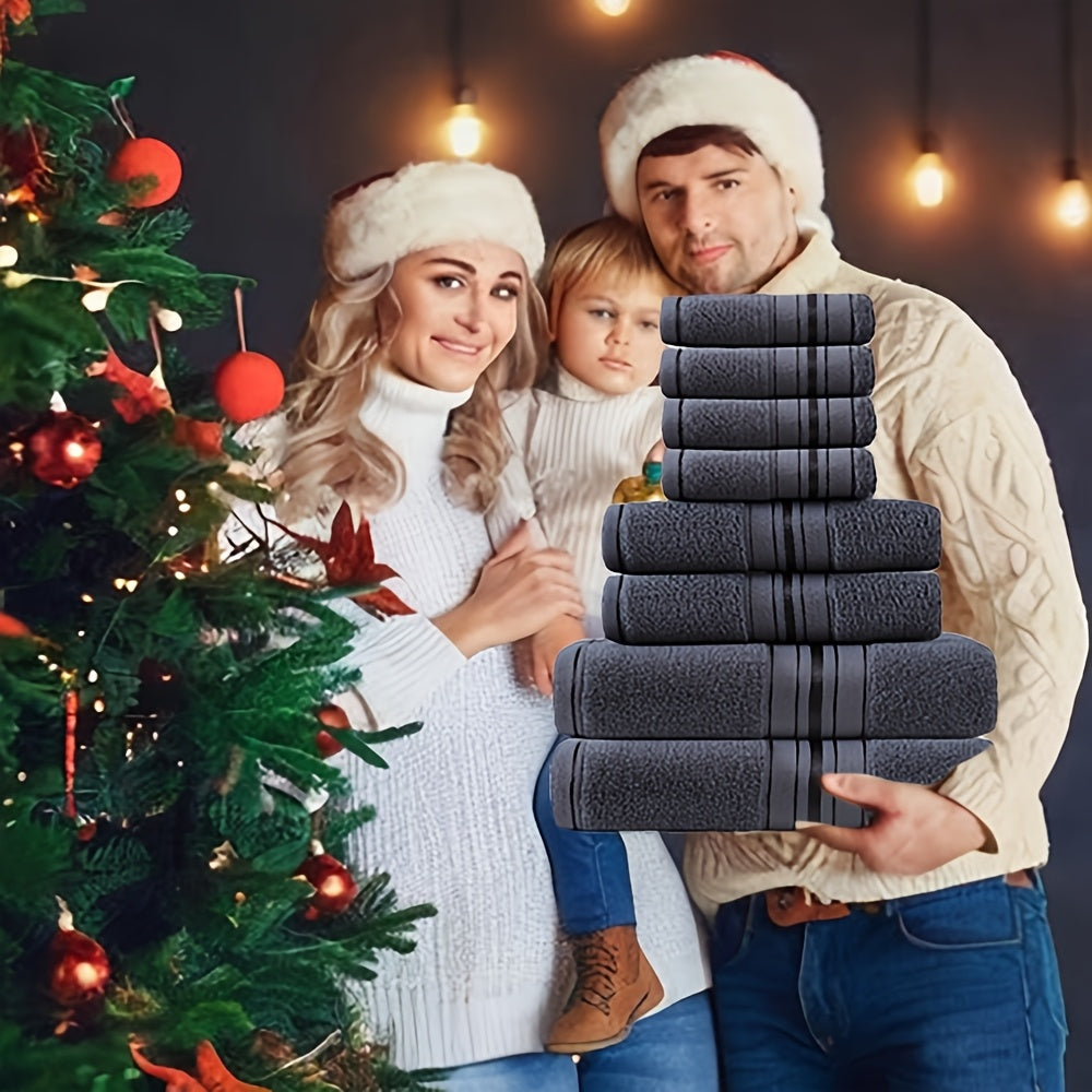 Hamom, mehmonxona yoki spa uchun mo'ljallangan 8 dona hashamatli paxta sochiq to'plami, 2 ta hammom sochiq, 2 ta qo'l sochiq va 4 ta yuvish sochiqni o'z ichiga oladi.