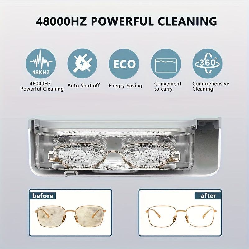 Rechargeable Ultrasonic Cleaner for Jewelry Watches Glasses Chemical-Free Vibration USB Powered