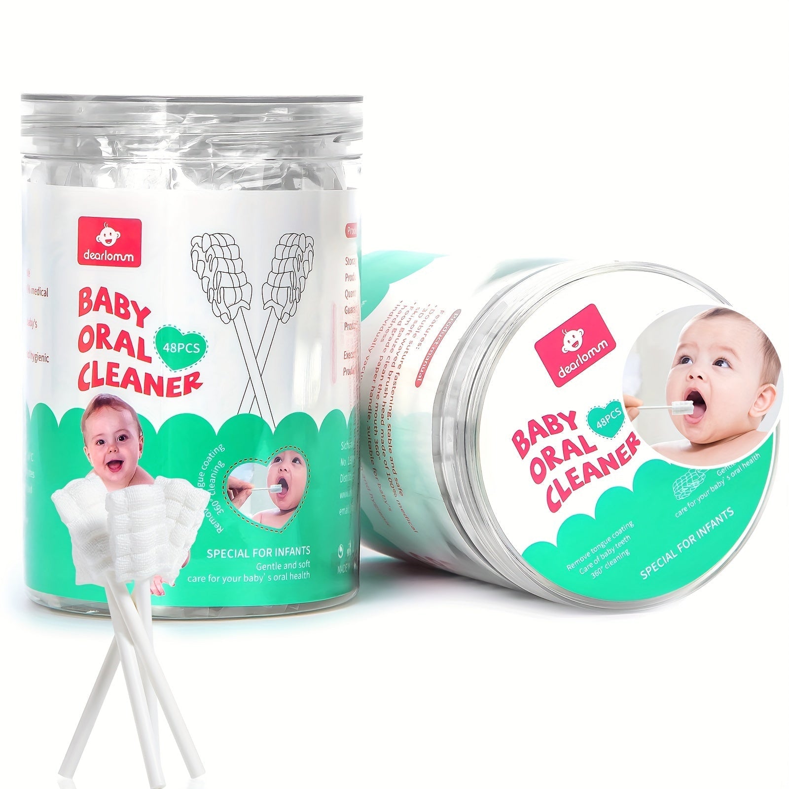 Baby Oral Hygiene Set with Tongue Cleaner and 48 Disposable Toothbrushes for Ages 0-36 Months