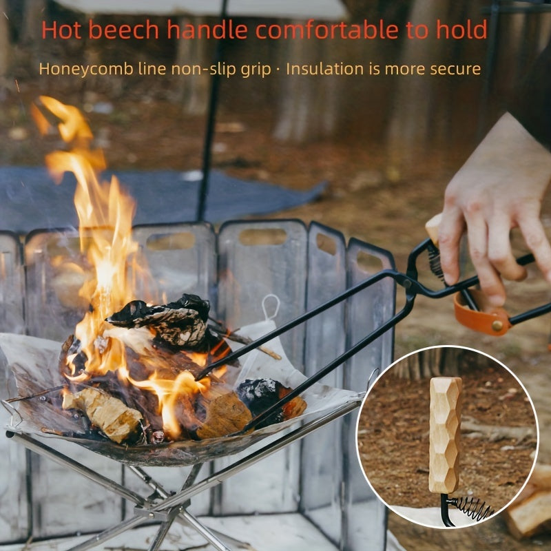 Iron BBQ Tongs Extra Long Heat-Resistant for Outdoor Grilling