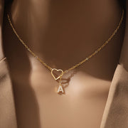 Personalized Letter Pendant Necklace for Women and Teen Girls Zirconia Heart Charm Initials Copper Chain Jewelry