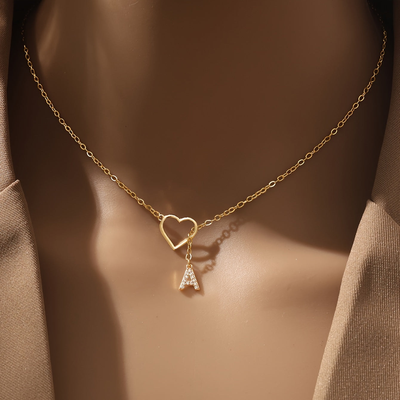 Personalized Letter Pendant Necklace for Women and Teen Girls Zirconia Heart Charm Initials Copper Chain Jewelry