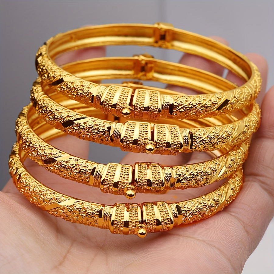 Elegant Open Gold Bracelet for Brides Middle Eastern Jewelry Ethnic Style