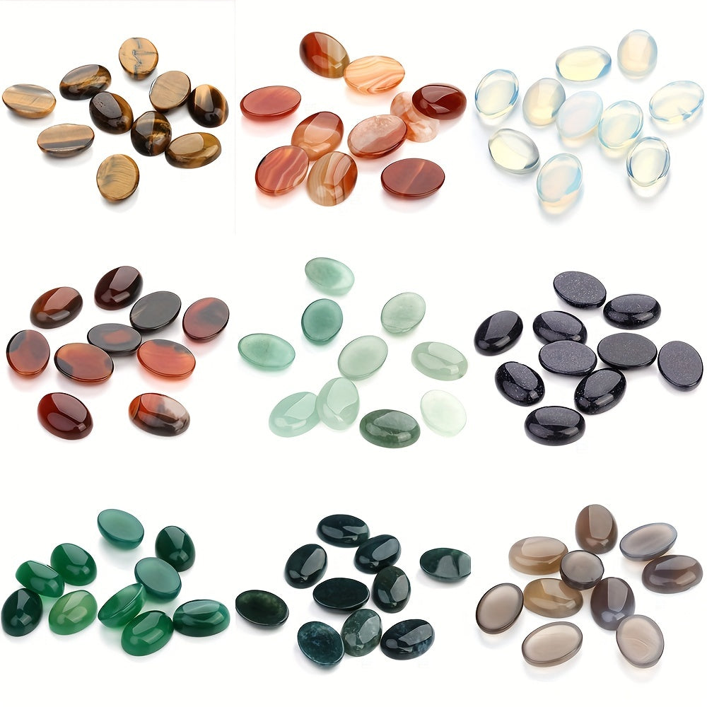 Set of 10 Natural Oval Agate Flatback Gemstone Cabochons 10x14mm 18x13mm for Jewelry Making