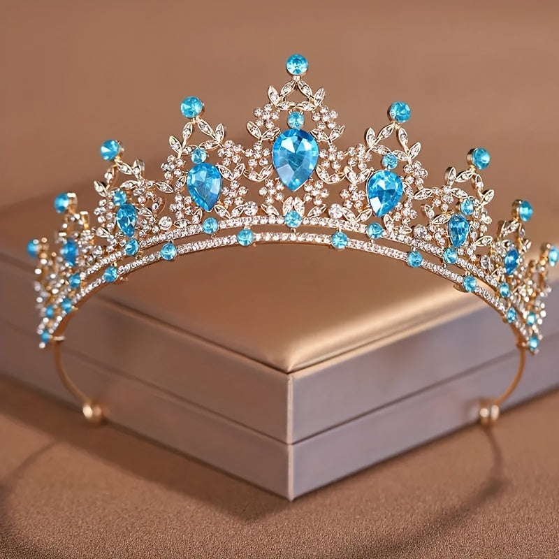 Bridal Tiara with Purple Crystals and Korean Princess Crown for Women