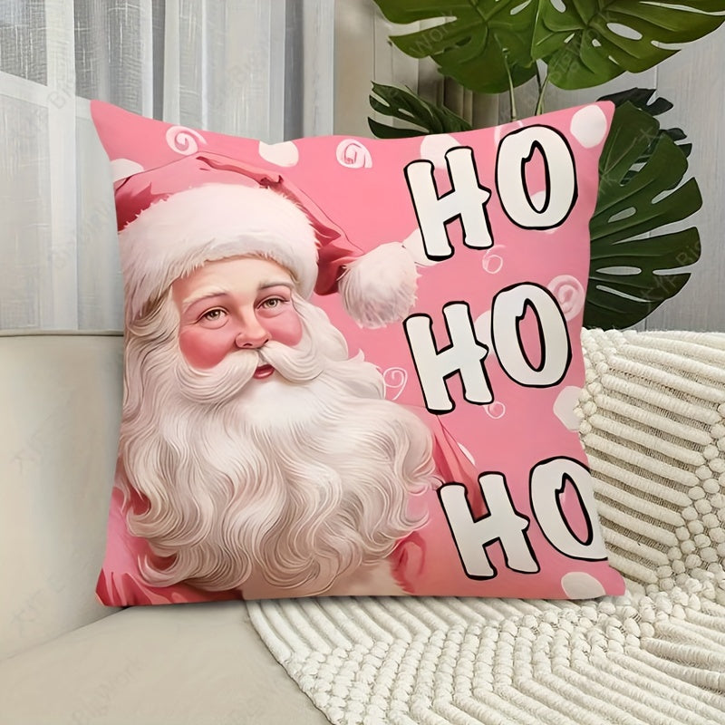 Double-Sided Throw Pillow Cover Mid-Century Chic Polyester Zipper Christmas Decor