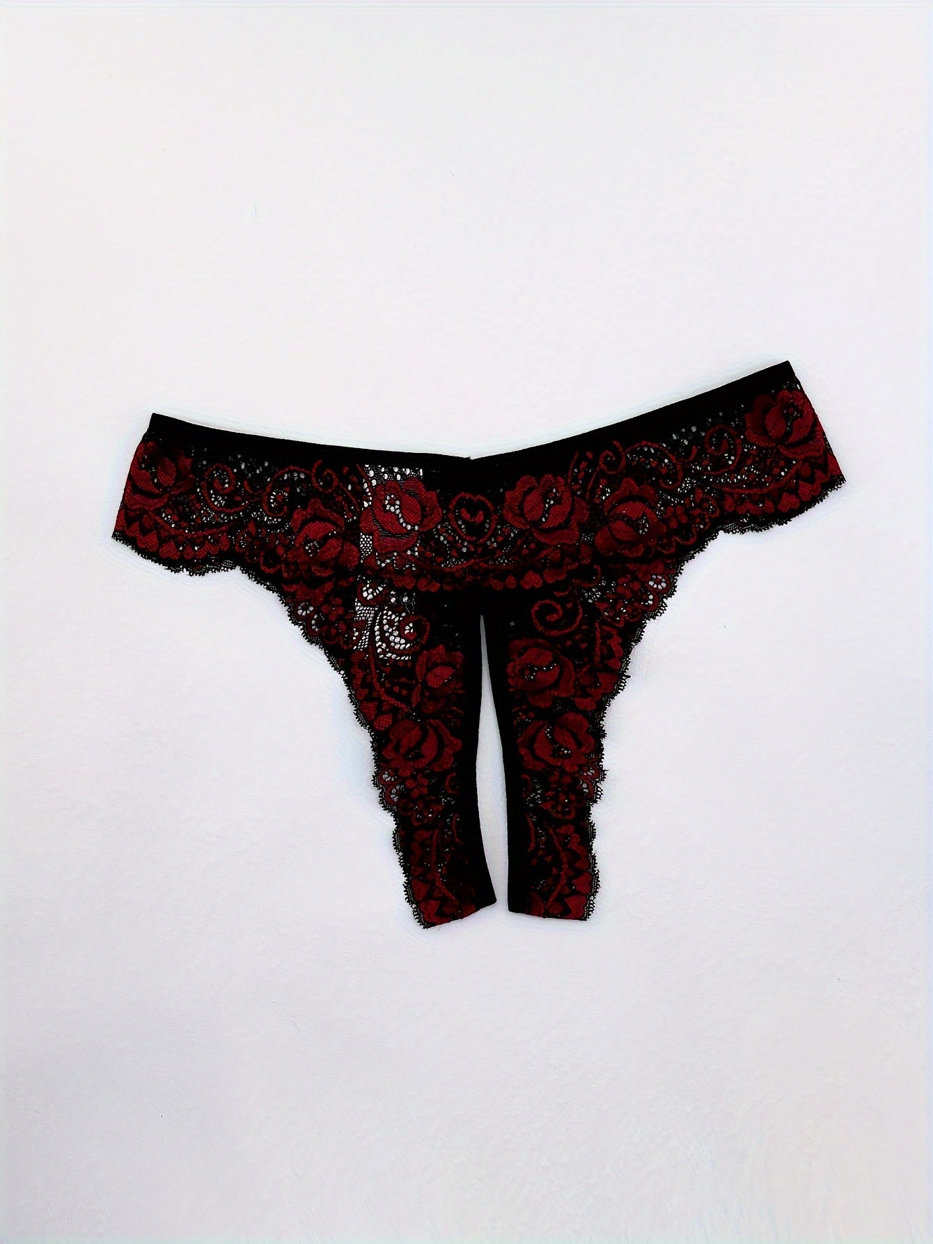 Women's Lace Crotchless Underwear with Multi-Color Contrast Splicing