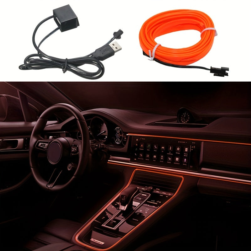 Tira de neón LED para interior de coche, luz ambiental flexible, decoración USB