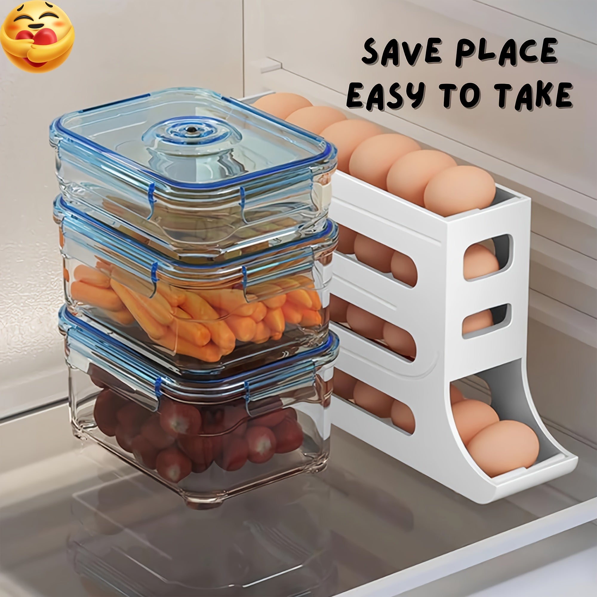 Egg Storage Rack for Refrigerator 4-Tier Space-Saving Large Capacity