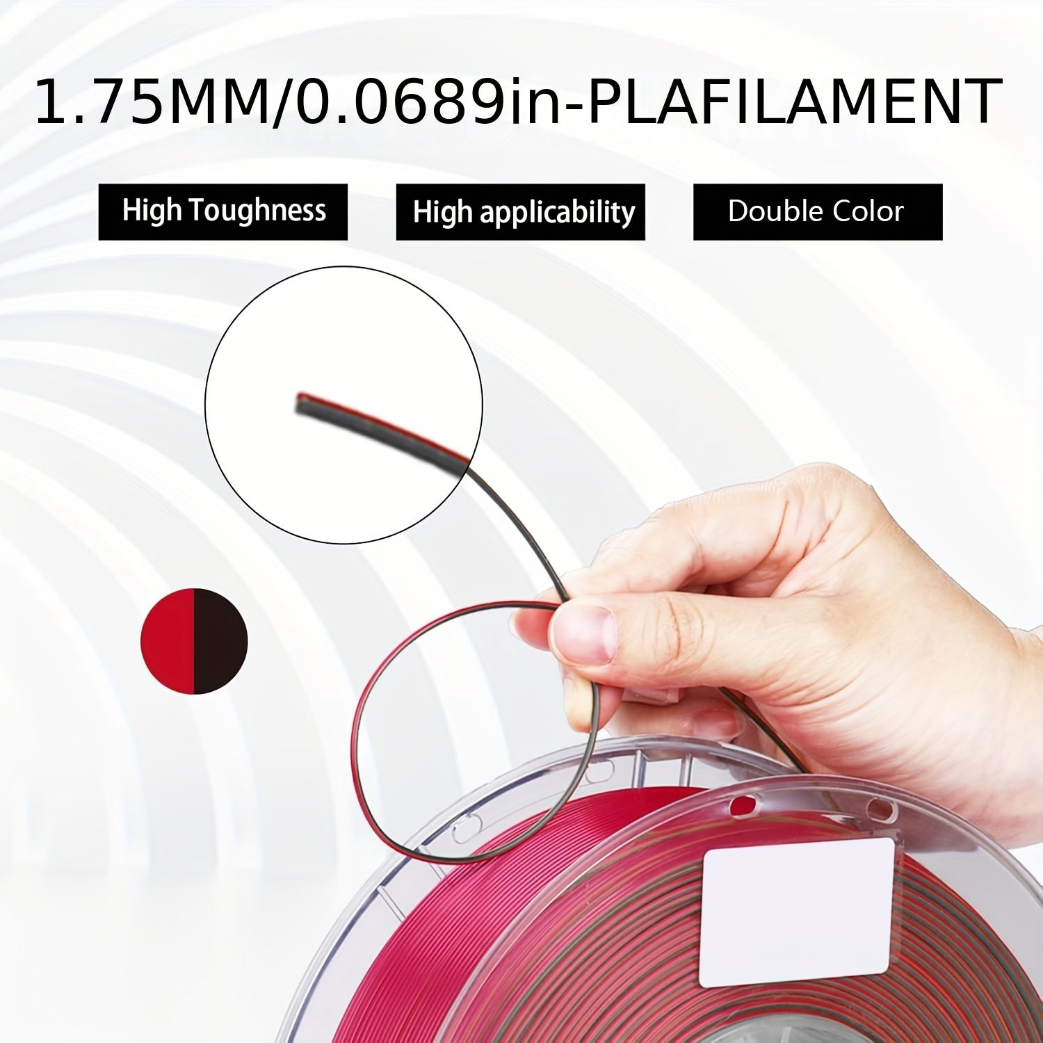 Red and Black Dual-Color PLA 3D Printer Filament 1kg Shiny Coextrusion